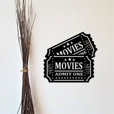 Metal Movie Tickets Sign | Movie Theater Decor | Admit One Sign | Home Theater Gifts | Metal Wall Art | Movie Night Theater Room Props